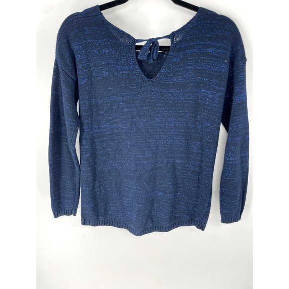 Celyn Blue sweater with Gold Lion Face and Rhinestones Size S - Picture 3 of 5